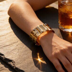 Gold Hammered Cuff Bracelet